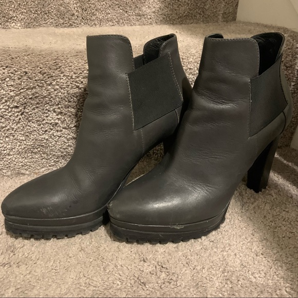 Pair of All Saints gray leather high heel boots - Picture 3 of 9